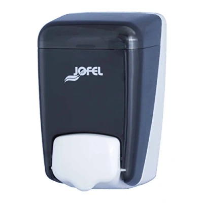 Immagine di Jofel Distributore di sapone a parete, ricaricabile con 0,4 l liquido, per bagno, Corpo in ABS ad alta resistenza, Blu AC84000, SAN Fumé