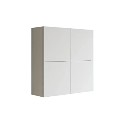 Immagine di MaMa Store Atena Pensile Doppio Mettitutto 4 ante e sistema di apertura push and pull, Laminato, Grigio Cemento L. 71 X P. 22 H. Cm