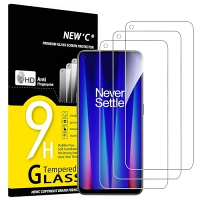 Immagine di NEW&#039;C 3 Pezzi, Vetro Temperato per OnePlus Nord CE 2 5G, Pellicola Prottetiva Anti Graffio, Impronte, Senza Bolle, Durezza 9H, 0,33mm Ultra Trasparente, Resistente