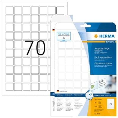 Immagine di HERMA Etichette per Marcatura, 24 x mm, Adesive A4 Stampante, 70 Foglio, Bianco