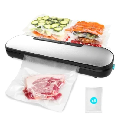 Immagine di Cecotec Macchine sottovuoto per alimenti SealVac Easy Magnetik. 90 W, confezionamento in 10 secondi, pressione del vuoto 0,6 bar, sigillatura 30 cm, materiale ABS, 8 modalità, include 5 buste