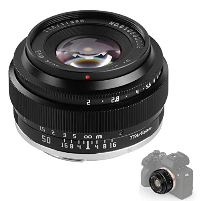 Immagine di TTArtisan 50mm F2 Obiettivo per fotocamere mirrorless solo Sony e Mount A7 A7II A7R A7S A9 APS C: A5000 A6600 NEX 3 5 7 NEX5C altro (nero).