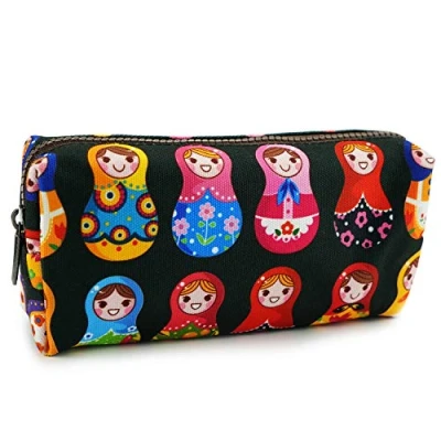 Immagine di Astuccio con cerniera lampo e disegni di matrioska, portapenne, piccola trousse immagini bambole russe, idea regalo per rientro a scuola maestra