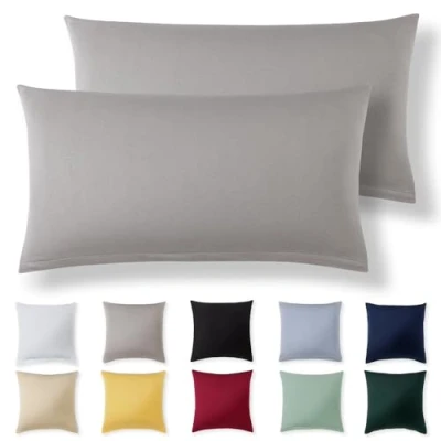 Immagine di Alreya Set di 2 Federe in 100% jersey cotone con chiusura lampo 40 x 70 cm Grigio Chiaro Federa Cuscino, Copricuscino Divano, super morbida 40x70