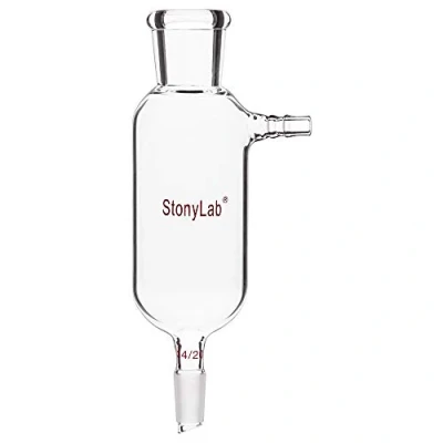 Immagine di stonylab Adattatore di Filtrazione per Laboratorio, Vetro Borosilicato con Giunto Inferiore Interno Conico Standard 14/20, Tappo Pluro Misura #5, 250 ml