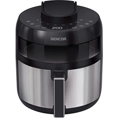 Immagine di Sencor Friggitrice ad Aria Air Fryer, Capacità di 5L, 1500W, Sistema Friggere senza Olio, Tecnologia Circolazione d&#039;Aria Veloce, Display a LED, Controllo Tattile, 8 Programmi Preimpostati, Nero