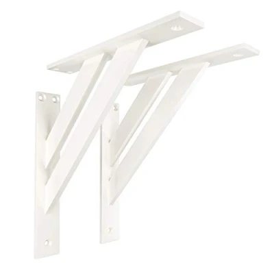 Immagine di 2x sossai® Staffe per mensole di design FSHR Angolari Supporti supporto a parete scaffale 240x240mm Colore: bianca Materiale: alluminio