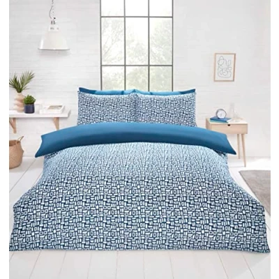Immagine di Rapport Home Set copripiumino in microfibra con ciottoli blu per letto singolo federe incluse