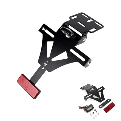 Immagine di Letgoing Portatarga Universale per moto con Luci e Indicatori LED Alluminio CNC Adatto CB650R CBR650R YZF R1 R3 R6 R25 MT07 Z800 La maggior parte delle (ordinario)