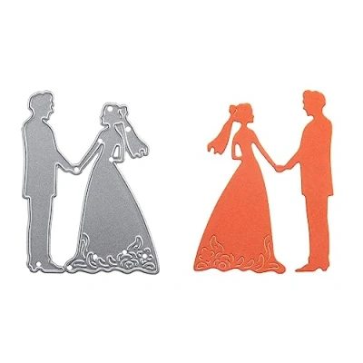 Immagine di Stanzenshop stencil per coppia di sposi, fustelle matrimonio, fustellatura invito, fustelle, stencil, scrapbooking, creazione biglietti, fai da te, goffratura