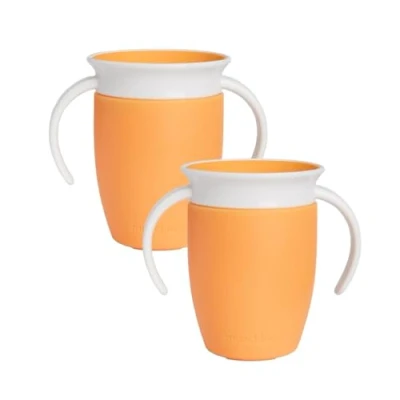 Immagine di Munchkin Miracle 360 6+ Mesi Bicchiere di Apprendimento per Bambini da 207 ml (lotto 2), Piccoli, Allenamento, Senza BPA, Arancione/Arancione