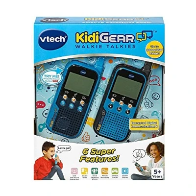 Immagine di VTech KidiGear Walkie Talkie per bambini, da esterno a lunga distanza 19,8 m, con connessione digitale sicura, adatto bambini e bambine dai 5 anni in su, blu