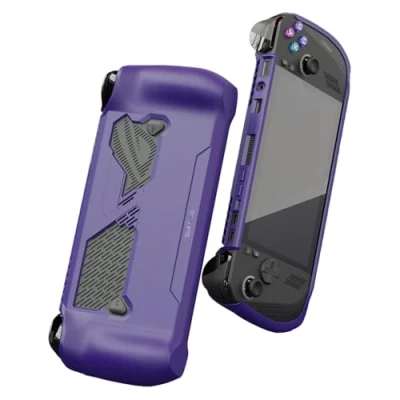 Immagine di Skull &amp; Co. GripCase Ally for ROG X: A Soft Protective Case with Textured Grips Full Protection And Stand, Shock Absorption Non Slip Anti Scratch Cover Design Galactic Purple