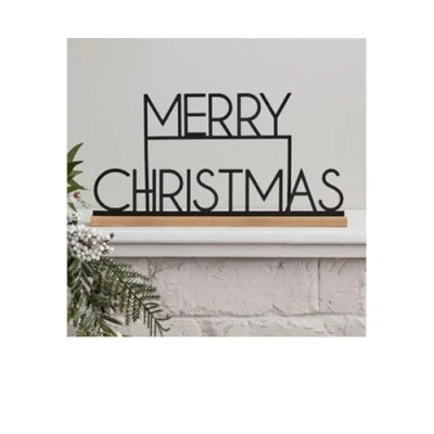 Immagine di Ginger Ray NOEL 131 Targa in metallo con scritta &quot;Merry Christmas&quot;, colore: Nero