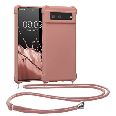 Immagine di kwmobile Custodia Compatibile con Google Pixel 6 Cover Back Case in Silicone TPU Protezione Smartphone Cordino madre perla