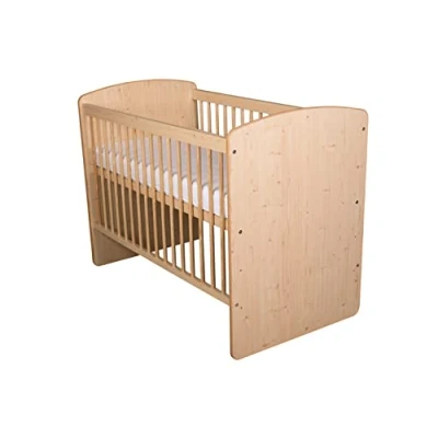 Immagine di KMbaby Lettino K2 Legno Naturale 120 x 60 cm Con Materasso E Rete A Doghe Regolabile In Altezza Su 3 Livelli Di Pino MDF