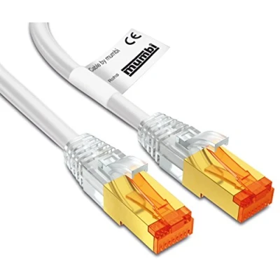 Immagine di mumbi 23535 Cat.7 S/FTP Cavo di Rete Grezzo LAN Ethernet Patch con connettori RJ 45 3.00m, Bianco (1x)