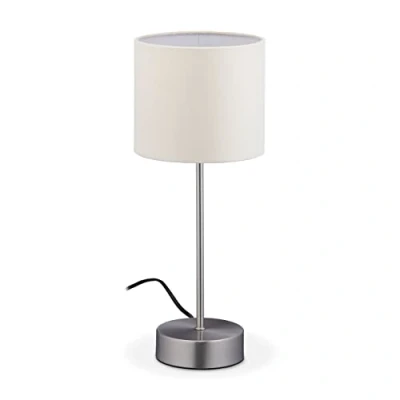 Immagine di Relaxdays Lampada da Tavolo Touch, Luce Funzione Dimmerabile, E14, 3 Livelli di Intensità, Design Moderno, Argento/Crema