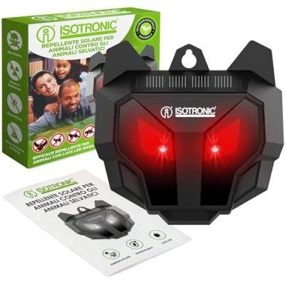 Immagine di ISOTRONIC Repellente solare per animali selvatici come procioni, cervi, volpi, cinghiali ecc. efficace difesa degli con luce LED rossa (1)