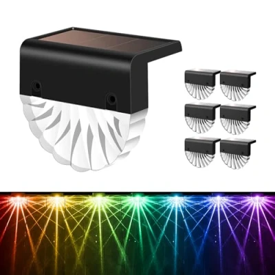 Immagine di Moman Luci Solari da Giardino, 6Pcs Luce Solare LED Esterno Decorative con Bianca &amp; RGB Impermeabili IP55 Lampade per Giardino Passi Recinzioni (Shell),