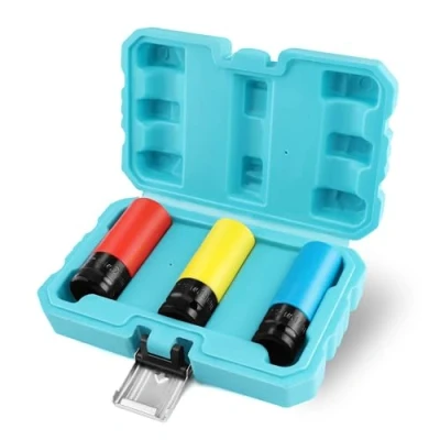 Immagine di DURATECH Bussole a Impatto 1/2&quot;, Set di 3 Bussola 17/19/21mm, Cr Mo, Adatto per il Cambio Gomme, con Custodia in Plastica