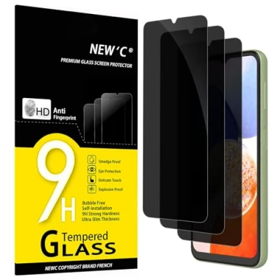 Immagine di NEW&#039;C 3 Pezzi, Pellicola Protettiva privacy per Samsung Galaxy A14 5G/4G, M14 5G, Equilibrio tra e protezione degli occhi Ultra resistente Vetro con durezza 9H