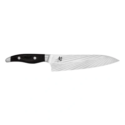 Immagine di KAI Shun Nagare Black Coltello da cucina 20 cm lunghezza lama 72 strati di acciaio damasco VG 2 &amp; 10 a doppio nucleo Pakkawood nero Fatto mano in Giappone chef forgiato