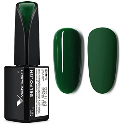 Immagine di VENALISA Smalto in gel per unghie, lampada UV, manicure, lunga durata, 15 ml, colore verde scuro