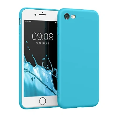 Immagine di kwmobile Custodia Compatibile con Apple iPhone SE (2022) / (2020) 8 7 Cover Back Case per Smartphone in Silicone TPU Protezione Gommata celeste scuro