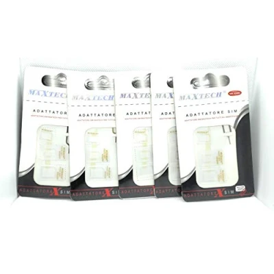 Immagine di 5 pezzi Adattatore sim Card 4 in 1 Nano Micro Standard cutter scheda universale per Smartphone e Tablet disponibile 2 colorazioni.