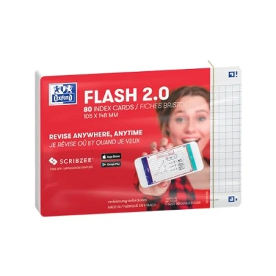 Immagine di Schede flash, a quadretti, con cornice bianca, formato A6, confezione da 80