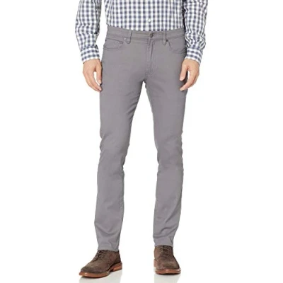 Immagine di Amazon Essentials Pantaloni in Twill Elasticizzati con 5 Tasche Skinny Uomo, Grigio Scuro, 33W / 29L
