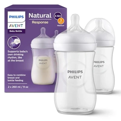 Immagine di Philips Avent biberon Natural Response 2 da 260 ml per neonati 1 mese in su, senza BPA (modello SCY903/02)