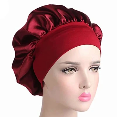 Immagine di cuffia seta capelli ricci,cuffia seta,cuffia ricci notte,cuffia di per la notte da notte,per Donna(rosso vino)