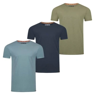 Immagine di riverso RIVLenny, Maglietta Basic da Uomo, Confezione 3 Pezzi, Scollo Rotondo, Slim Fit, a Maniche Corte, Tinta Unita, Filato Fiamma, 100% Cotone, Mix di Colori 2, XXXXL