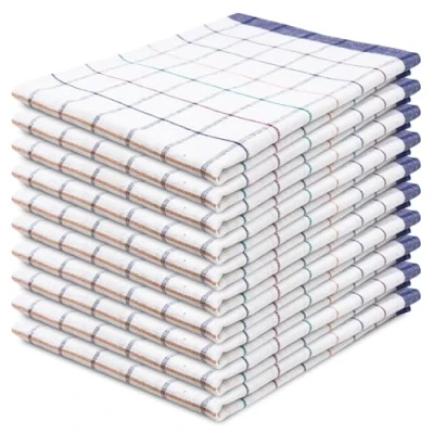 Immagine di ZOLLNER 10 Strofinacci canovacci in cotone 50x70 cm burrazzi da cucina assorbenti e resistenti a quadretti bianch rossi lavabili 60C qualità gastronomica certificato OEKO TEX (R)