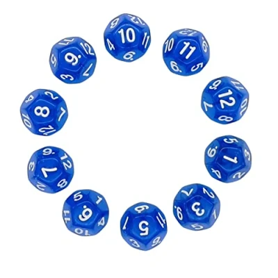 Immagine di Deolven D12 Dadi, 10 Pezzi Blu Trasparente Poliedrici 12 Facce Chiaro Dadi per DND MTG Rpg Dungeons And Dragons