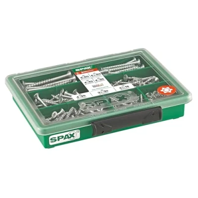 Immagine di Spax Assortimento di viti piccole con 7 dimensioni, testa svasata, 245 pezzi