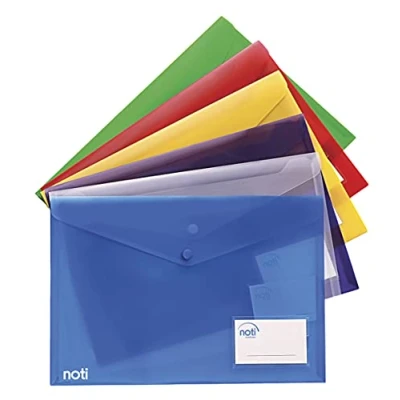 Immagine di Confezione da 18 cartelline portadocumenti, formato DIN A4+, 3 pezzi per colore con bottone automatico e tasca biglietti visita, capacità 150 fogli