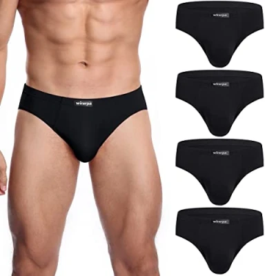 Immagine di wirarpa Slip Uomo Microfibra Pacco da 4 Mutande Elastico Nero Taglia M