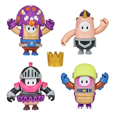 Immagine di Fall Guys: Ultimate Knockout Official Grab The Crown Action figure articolate da 10 cm, confezione 4 con accessorio corona dorata