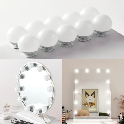 Immagine di Luci da Specchio 10 LED per Trucco 3 Colore Make up Bulbi Lampadina di Hollywood Regolabili Lampada Luce Truccarsi Cosmetico (10)
