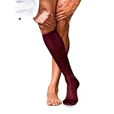 Immagine di FALKE No. 4 M KH seta al ginocchio tinta unita 1 paio, Calzini lunghi Uomo, Rosso (Barolo 8596), 43 44