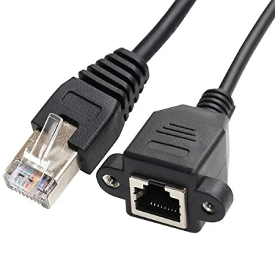 Immagine di JSER Cavo di prolunga RJ45 8P8C FTP STP UTP Cat 5e maschio a femmina LAN Ethernet con fori per montaggio pannello, 30 cm