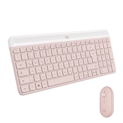 Immagine di Logitech MK470 Slim Kit Tastiera e Mouse Wireless, Compatto, Silenzioso, Ricevitore USB a 2.4 GHz, Connettività Plug n&#039; Play, Layout Tedesco QWERTZ, Rosa