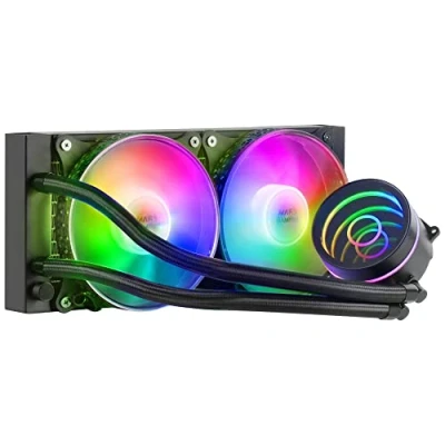 Immagine di Mars Gaming ML ONE240, Raffreddamento a Liquido CPU, TDP 400W, Infinity Mirror, 2x Ventole FRGB Silenziose, Universale Multisocket, Nero