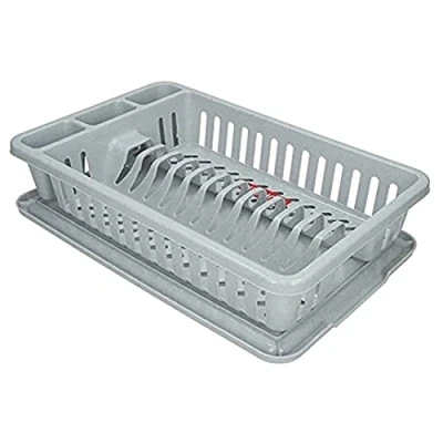 Immagine di CURVER, Piccolo scolapiatti in plastica, con vassoio, grigio, 26 cm