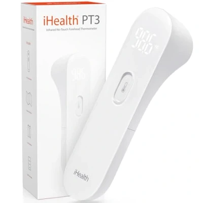 Immagine di iHealth no touch termometro della fronte, a infrarossi digitale per adulti e bambini, senza contatto del bambino con 3 sensori ultra sensibili (pt3)