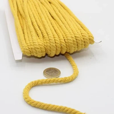 Immagine di Cordino in cotone rotondo, 20 metri, 05 mm, corda intrecciata con anima naturale, ideale per fai da te, cucito, versatile 5 mm 06 giallo