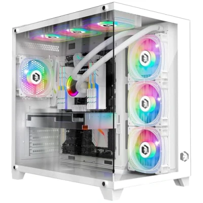 Immagine di EMPIRE Gaming 2024 Nuovo Case da Gioco PC CL 242 ARGB Grande Torre ATX, Micro ATX e ITX 7 Ventole 120 mm 3 Pin 5 Volt LED RGB Indirizzabile MB SYNC Mid Tower Bianco